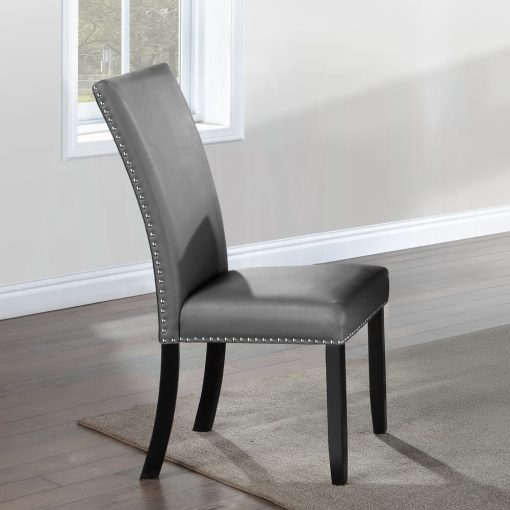 Acme Caralin Gray Synthetic Leather & Black Side Chair - Set of 2