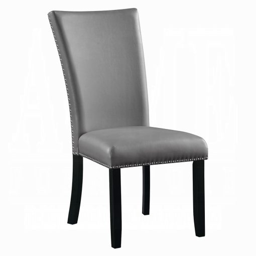 Acme Caralin Gray Synthetic Leather & Black Side Chair - Set of 2 - Image 2