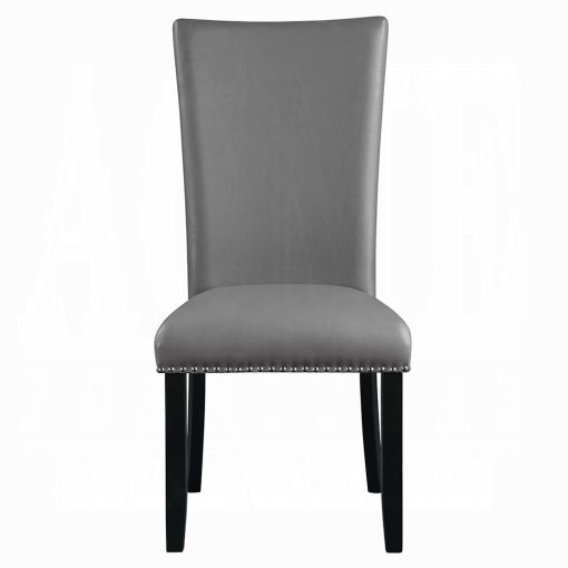 Acme Caralin Gray Synthetic Leather & Black Side Chair - Set of 2 - Image 3