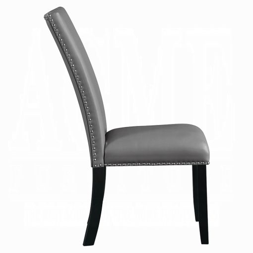 Acme Caralin Gray Synthetic Leather & Black Side Chair - Set of 2 - Image 4