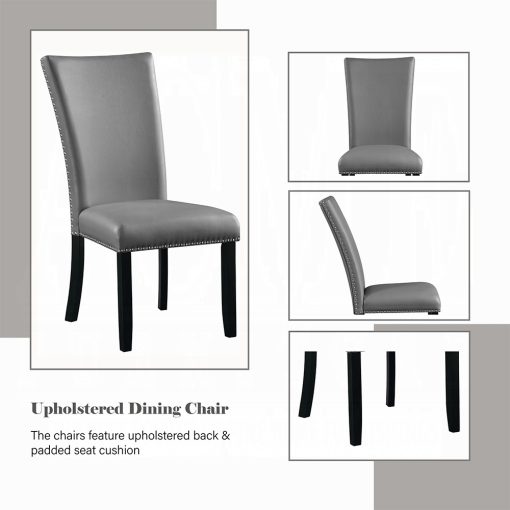 Acme Caralin Gray Synthetic Leather & Black Side Chair - Set of 2 - Image 7