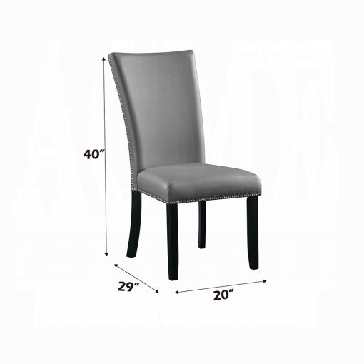 Acme Caralin Gray Synthetic Leather & Black Side Chair - Set of 2 - Image 6