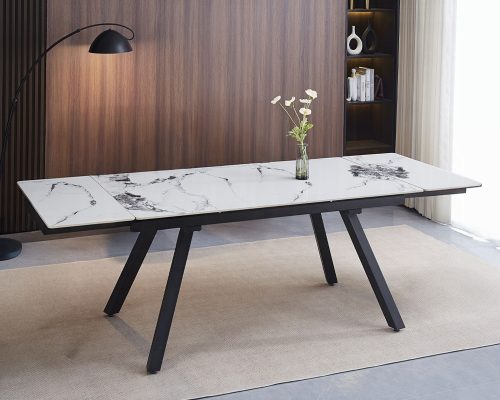 Acme Damita Ceramic Top & Black Dining Table