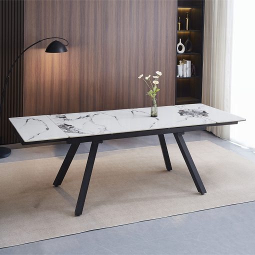 Acme Damita Ceramic Top & Black Dining Table