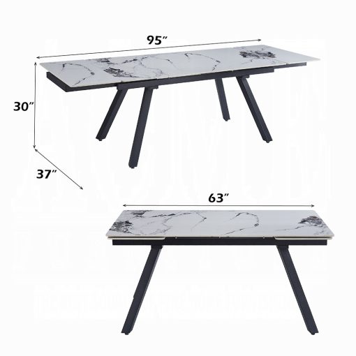 Acme Damita Ceramic Top & Black Dining Table - Image 7