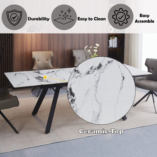 Acme Damita Ceramic Top & Black Dining Table - Image 8