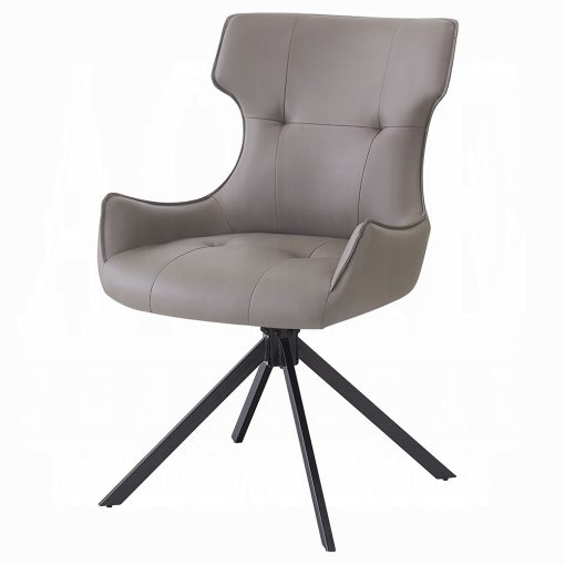 Acme Damita Camel Synthetic Leather & Black Side Chair with Swivel - Set of 2 - Image 2