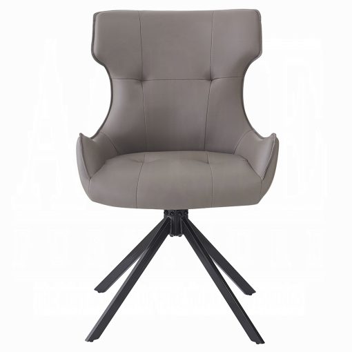 Acme Damita Camel Synthetic Leather & Black Side Chair with Swivel - Set of 2 - Image 3