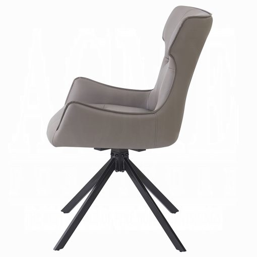 Acme Damita Camel Synthetic Leather & Black Side Chair with Swivel - Set of 2 - Image 4