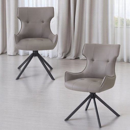 Acme Damita Camel Synthetic Leather & Black Side Chair with Swivel - Set of 2 - Image 6