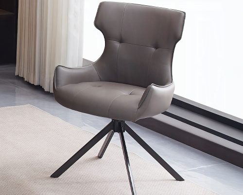 Acme Damita Camel Synthetic Leather & Black Side Chair with Swivel - Set of 2
