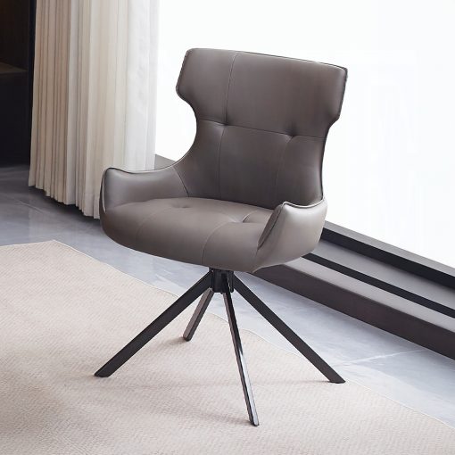 Acme Damita Camel Synthetic Leather & Black Side Chair with Swivel - Set of 2