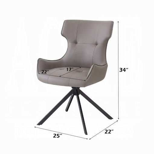 Acme Damita Camel Synthetic Leather & Black Side Chair with Swivel - Set of 2 - Image 7