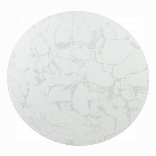 Acme Clayten White Natural Marble Top & Espreeso Round Dining Table with Marble - Image 3