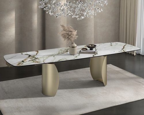 Acme Cora Ceramic Top & Golden Champange Dining Table