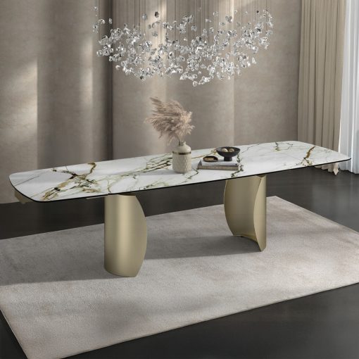 Acme Cora Ceramic Top & Golden Champange Dining Table