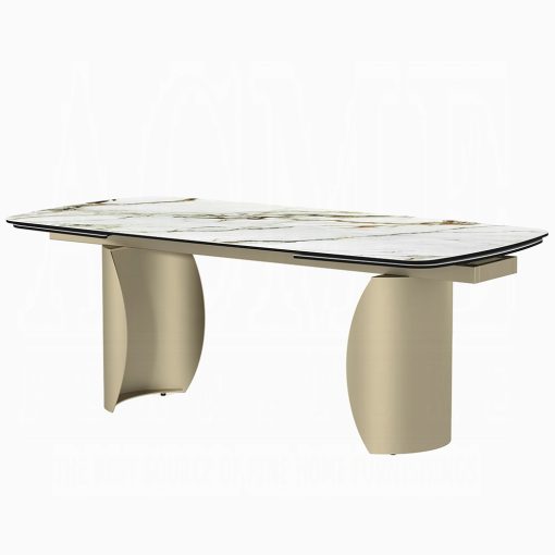 Acme Cora Ceramic Top & Golden Champange Dining Table - Image 4
