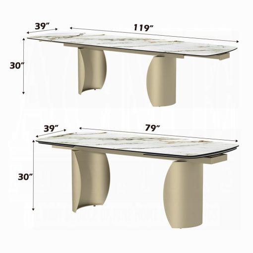 Acme Cora Ceramic Top & Golden Champange Dining Table - Image 11