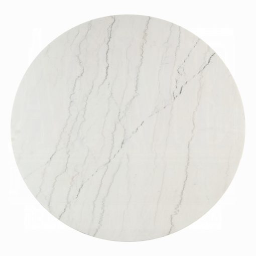 Acme Edwyn White Natural Marble Top & Espresso Round Dining Table - Image 4