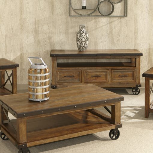Intercon Taos Canyon Brown Coffee Table with Casters - Image 2