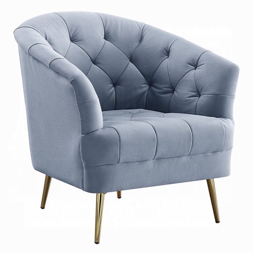 Acme Bayram Light Gray Velvet Chair - Image 2