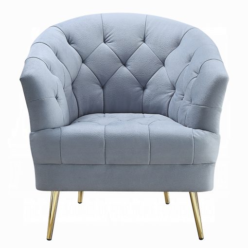 Acme Bayram Light Gray Velvet Chair - Image 3