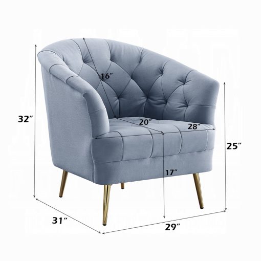 Acme Bayram Light Gray Velvet Chair - Image 8