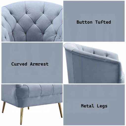 Acme Bayram Light Gray Velvet Chair - Image 9