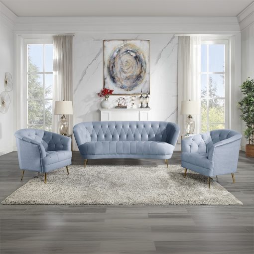 Acme Bayram Light Gray Velvet Chair - Image 7