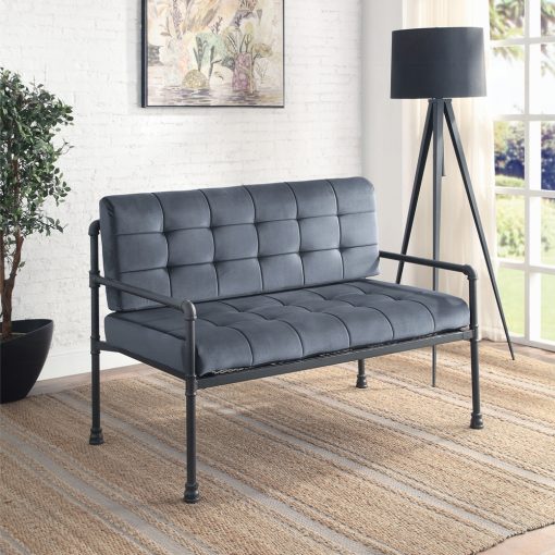 Acme Brantley Gray Velvet & Sandy Gray Loveseat
