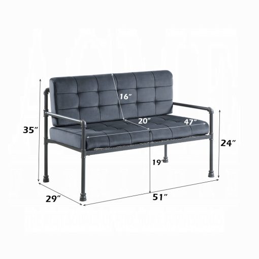 Acme Brantley Gray Velvet & Sandy Gray Loveseat - Image 6