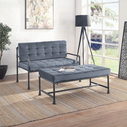 Acme Brantley Gray Velvet & Sandy Gray Loveseat - Image 5