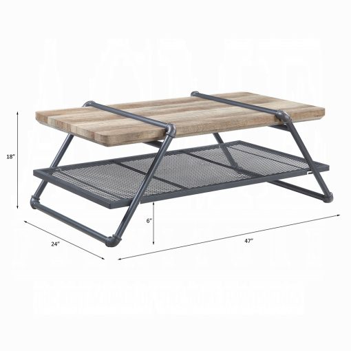 Acme Brantley Oak & Sandy Gray Coffee Table - Image 5