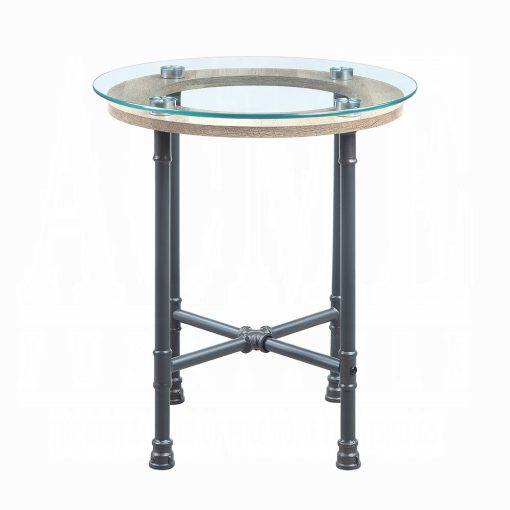 Acme Brantley Clear Glass & Sandy Gray End Table - Image 3