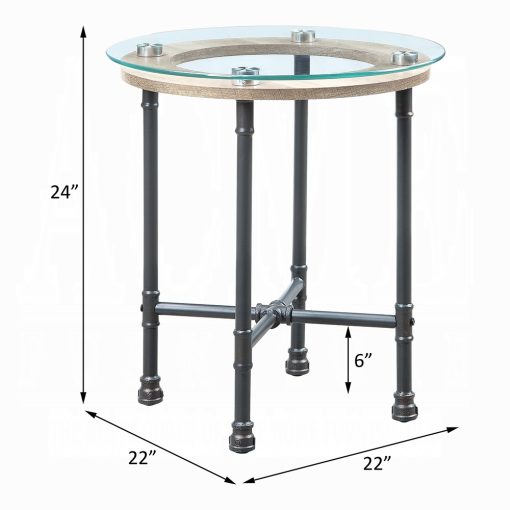 Acme Brantley Clear Glass & Sandy Gray End Table - Image 5