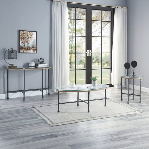 Acme Brantley Clear Glass & Sandy Gray End Table - Image 6