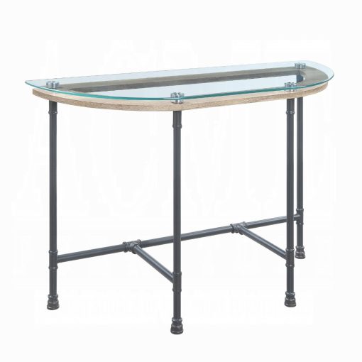 Acme Brantley Clear Glass & Sandy Gray Sofa Table - Image 2