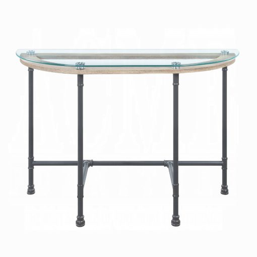 Acme Brantley Clear Glass & Sandy Gray Sofa Table - Image 3