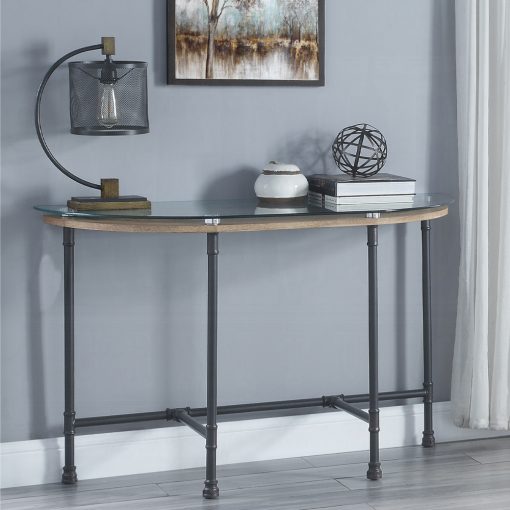 Acme Brantley Clear Glass & Sandy Gray Sofa Table