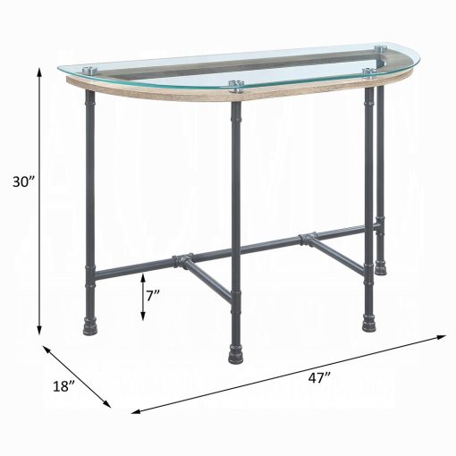 Acme Brantley Clear Glass & Sandy Gray Sofa Table - Image 4