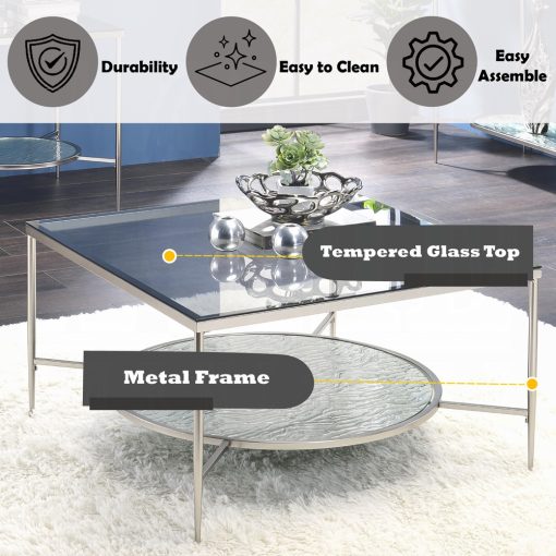 Acme Adelrik Glass & Chrome Coffee Table - Image 8