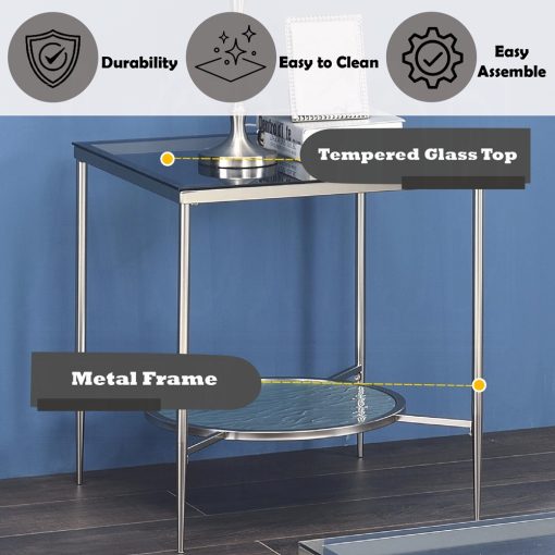 Acme Adelrik Glass & Chrome End Table - Image 7