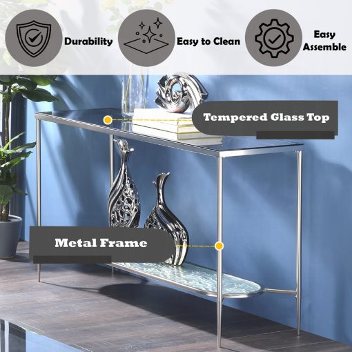 Acme Adelrik Glass & Chrome Sofa Table - Image 7