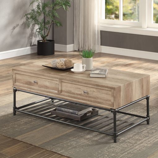 Acme Brantley II Oak & Sandy Black Coffee Table