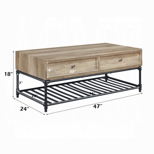 Acme Brantley II Oak & Sandy Black Coffee Table - Image 8