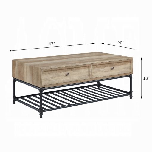 Acme Brantley II Oak & Sandy Black Coffee Table - Image 6