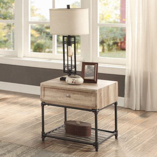 Acme Brantley II Oak & Sandy Black End Table