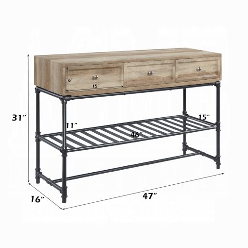 Acme Brantley II Oak & Sandy Black Sofa Table - Image 7