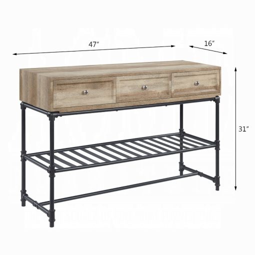 Acme Brantley II Oak & Sandy Black Sofa Table - Image 5