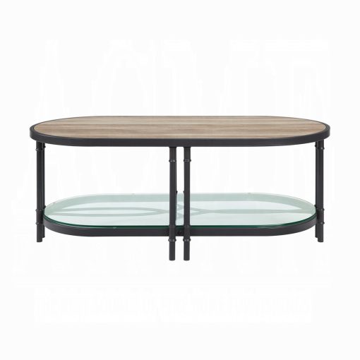 Acme Brantley Oak & Sandy Black Oval Coffee Table - Image 3